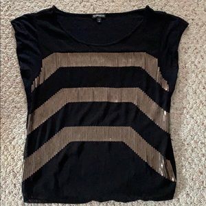 Express black and bronze sequin top